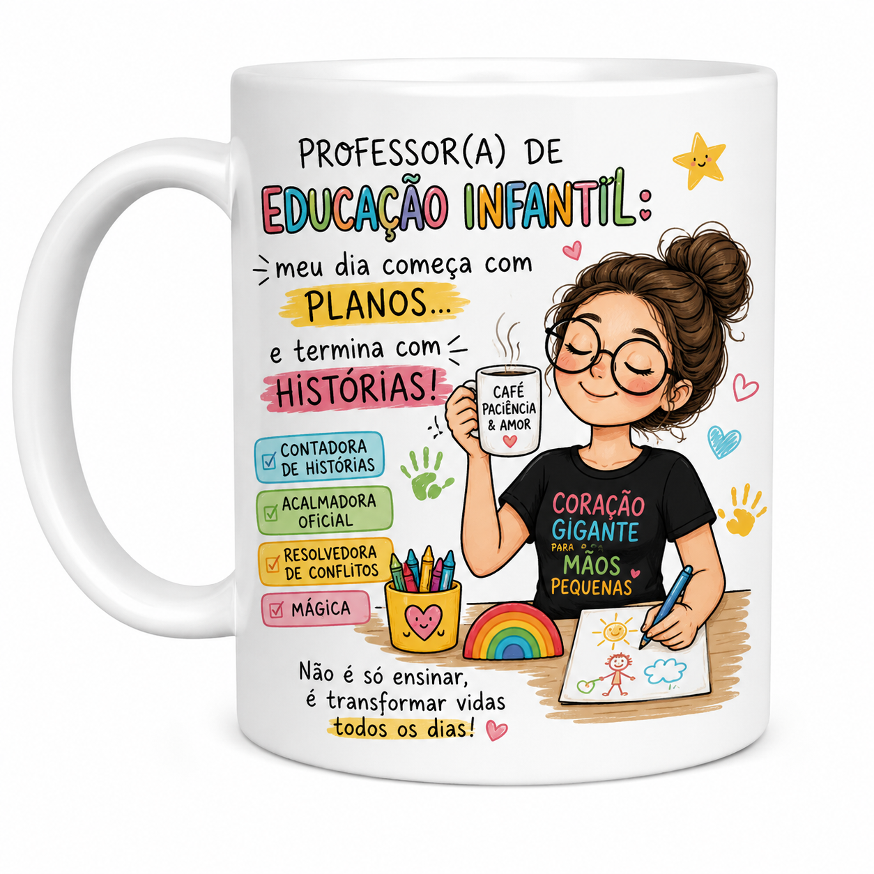 Caneca de porcela 325 ml- ideal para café, chá e bebidas quentes ou fria.
