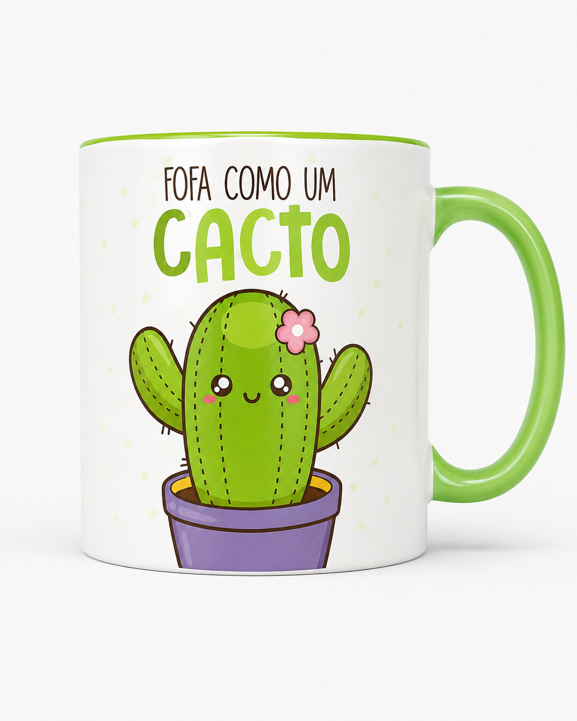 Caneca branca com frase e imagem