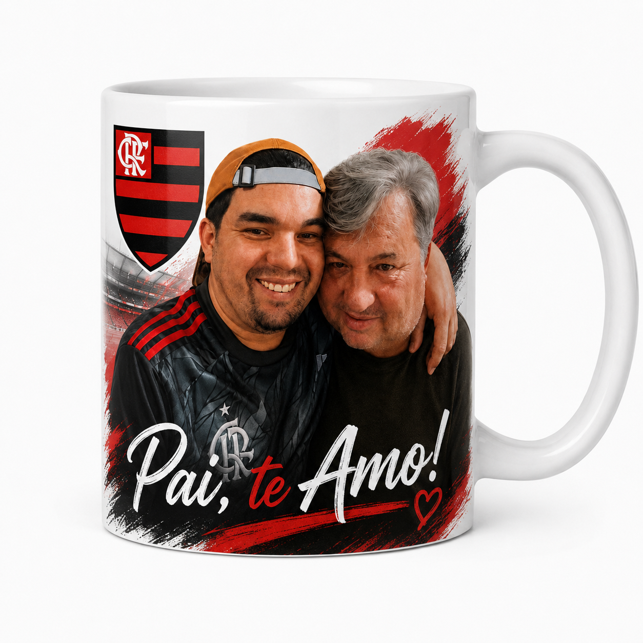 Caneca branca com frase e imagem time do coração