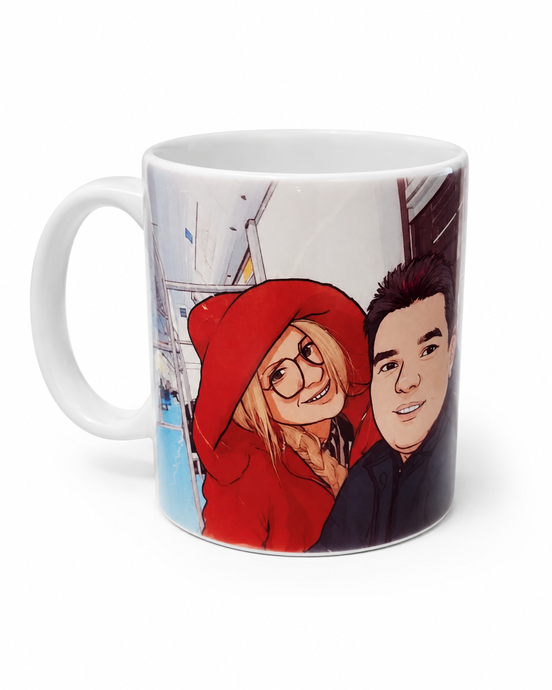 Caneca branca com frase e imagem