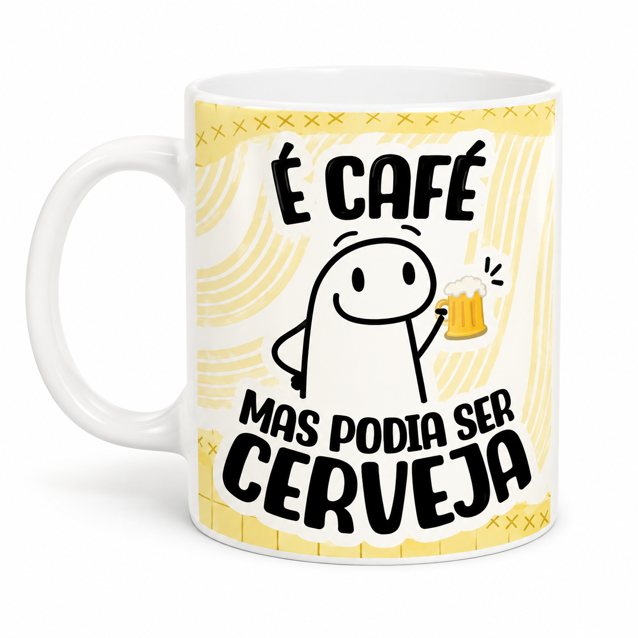 Caneca branca com frase e imagem