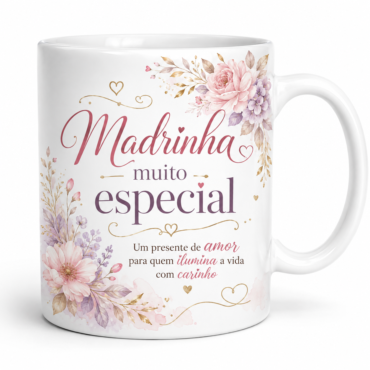 Caneca branca com frase e imagem